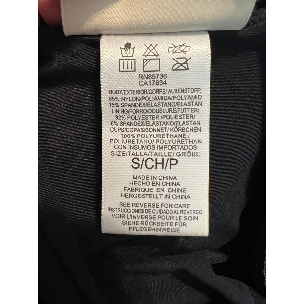 Michael Kors Womens Black Ruffle V-Neck Halter Tankini Swim Top Small MK Logo - Picture 8 of 11